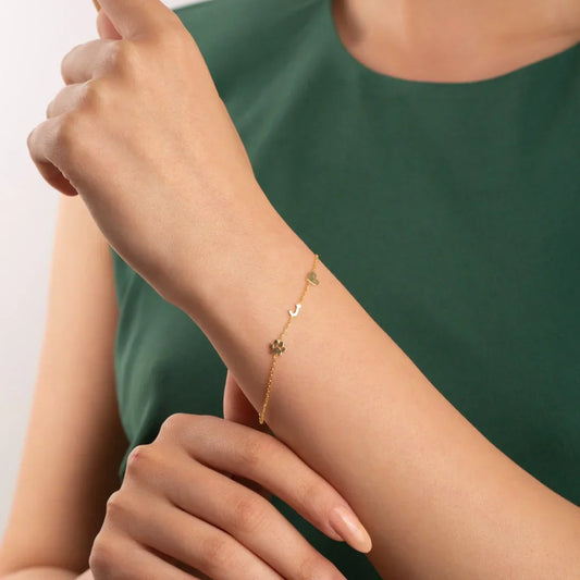 Custom Sideways Initial Bracelet - Gold / 6